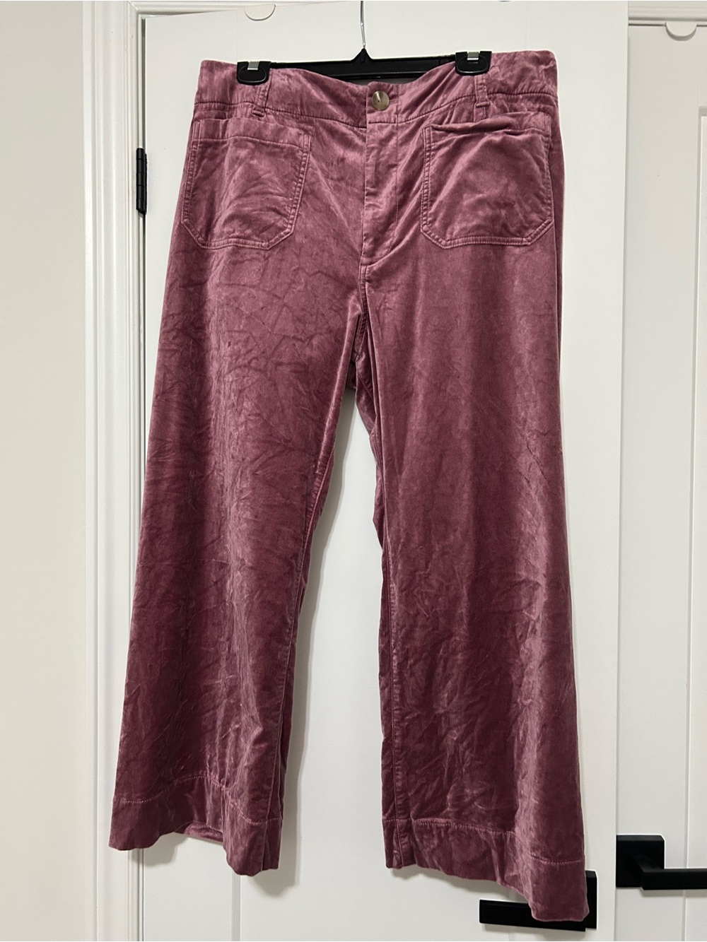 Maeve Colette Velvet Wide Leg Pant - Dusty Rose